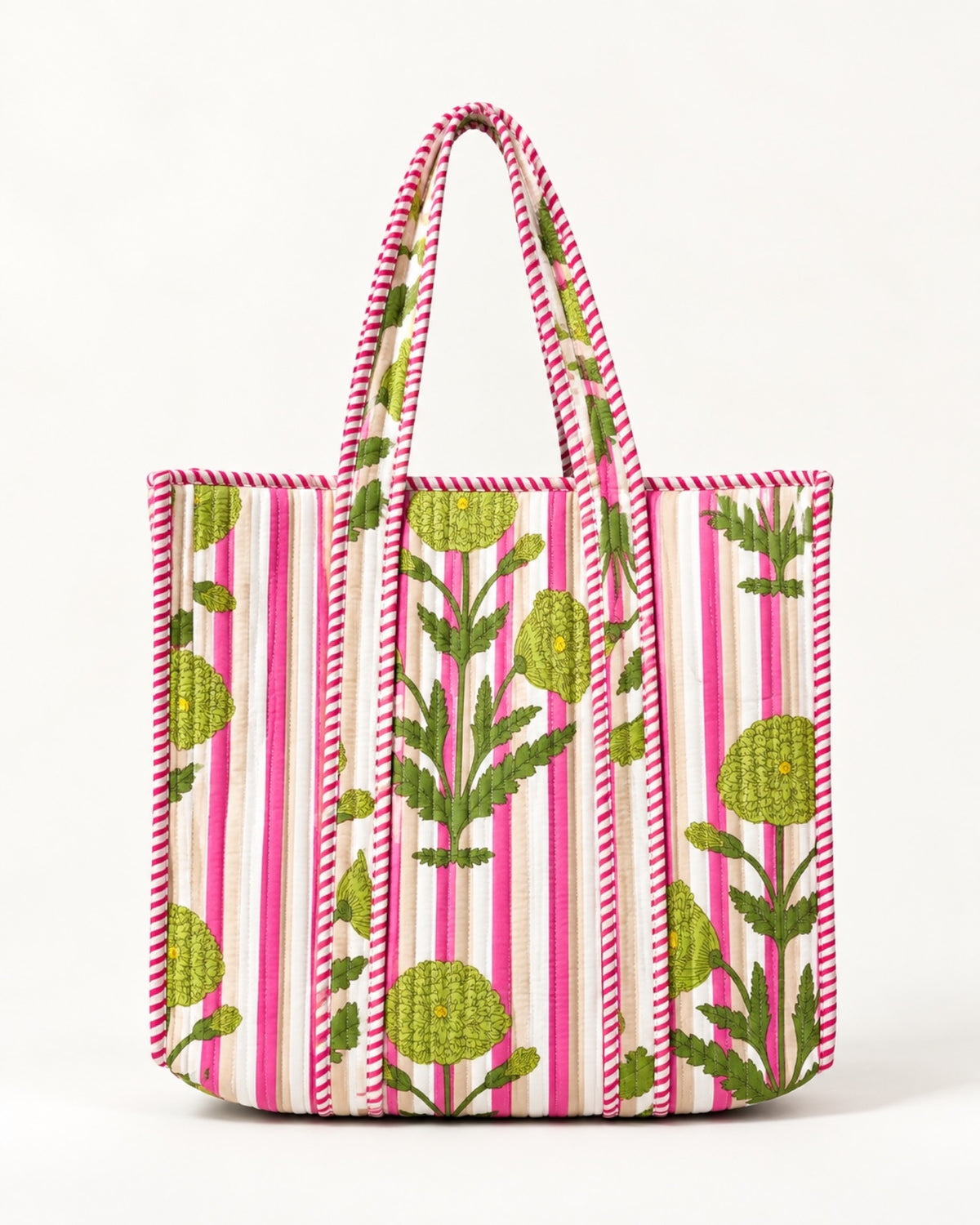 Pink Marigold Quilted Tote