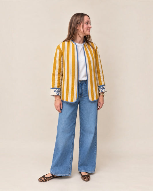 Reversible Quilted Jacket - Marigold & Mustard