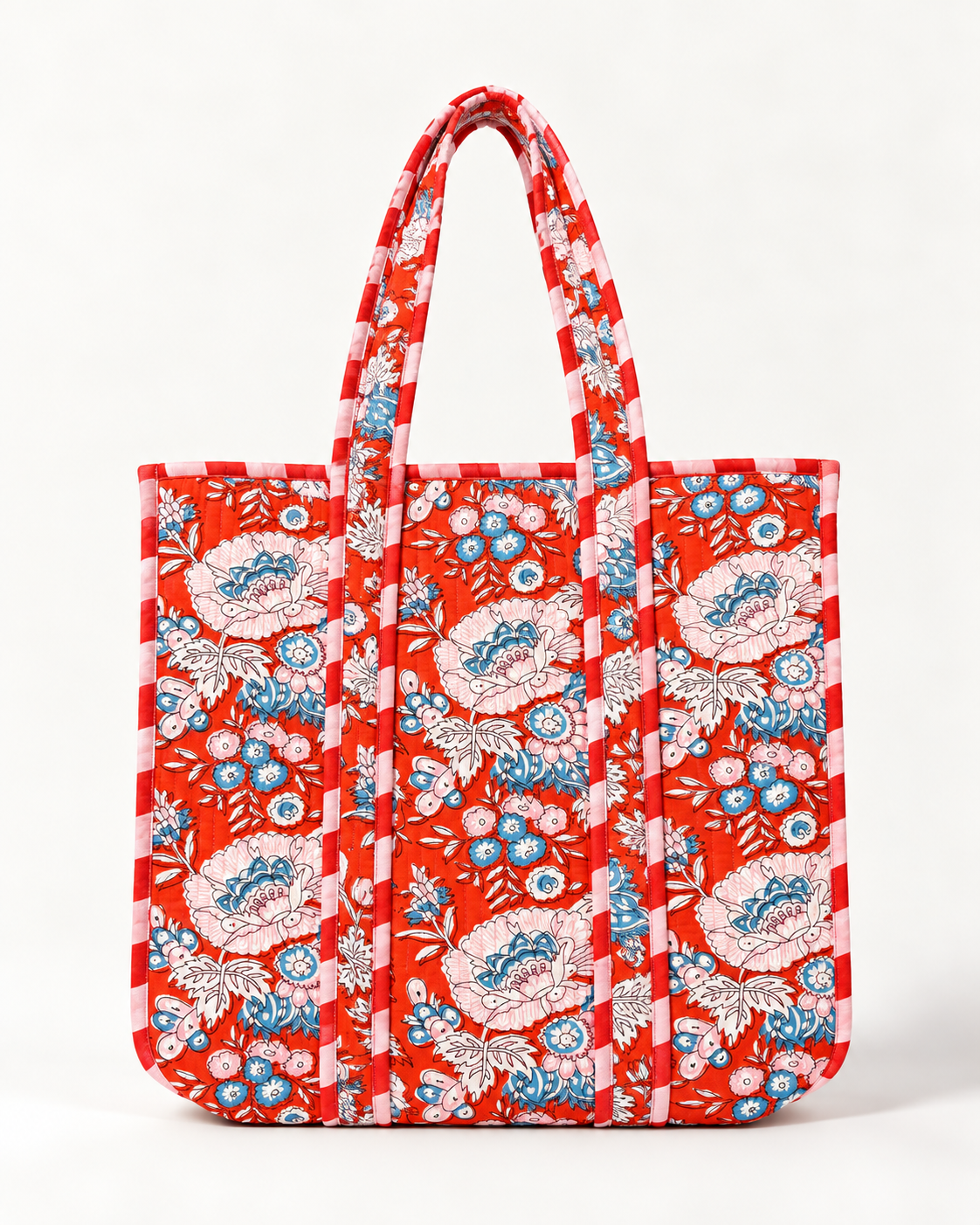 Coral Blossom Quilted Tote