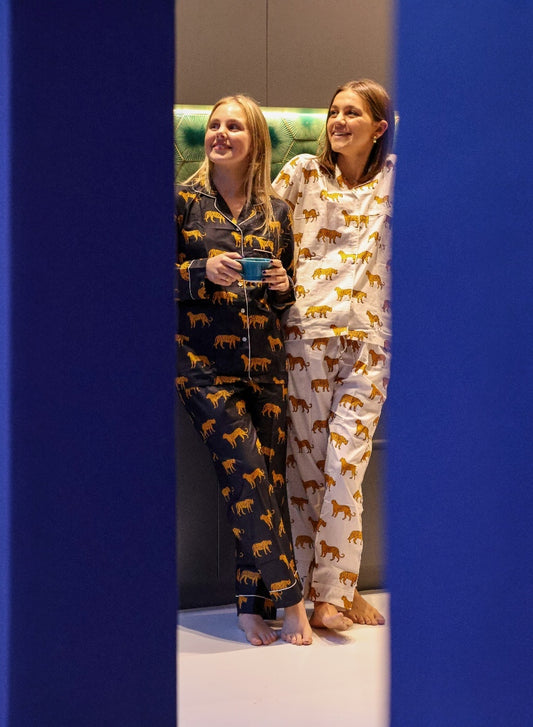 Classic Cheetah | Long Pyjama Set in Black
