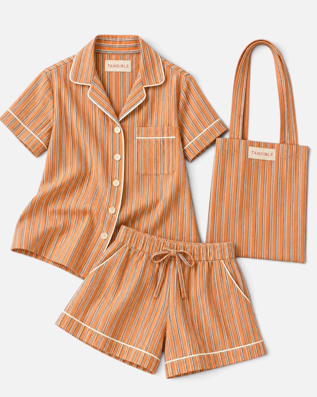 Cabana Stripe | Short Pyjama Set in Tangerine