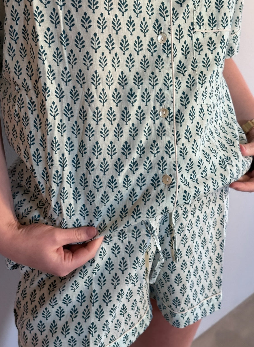 Short Pajama Set - 3pcs - Indian Leaf