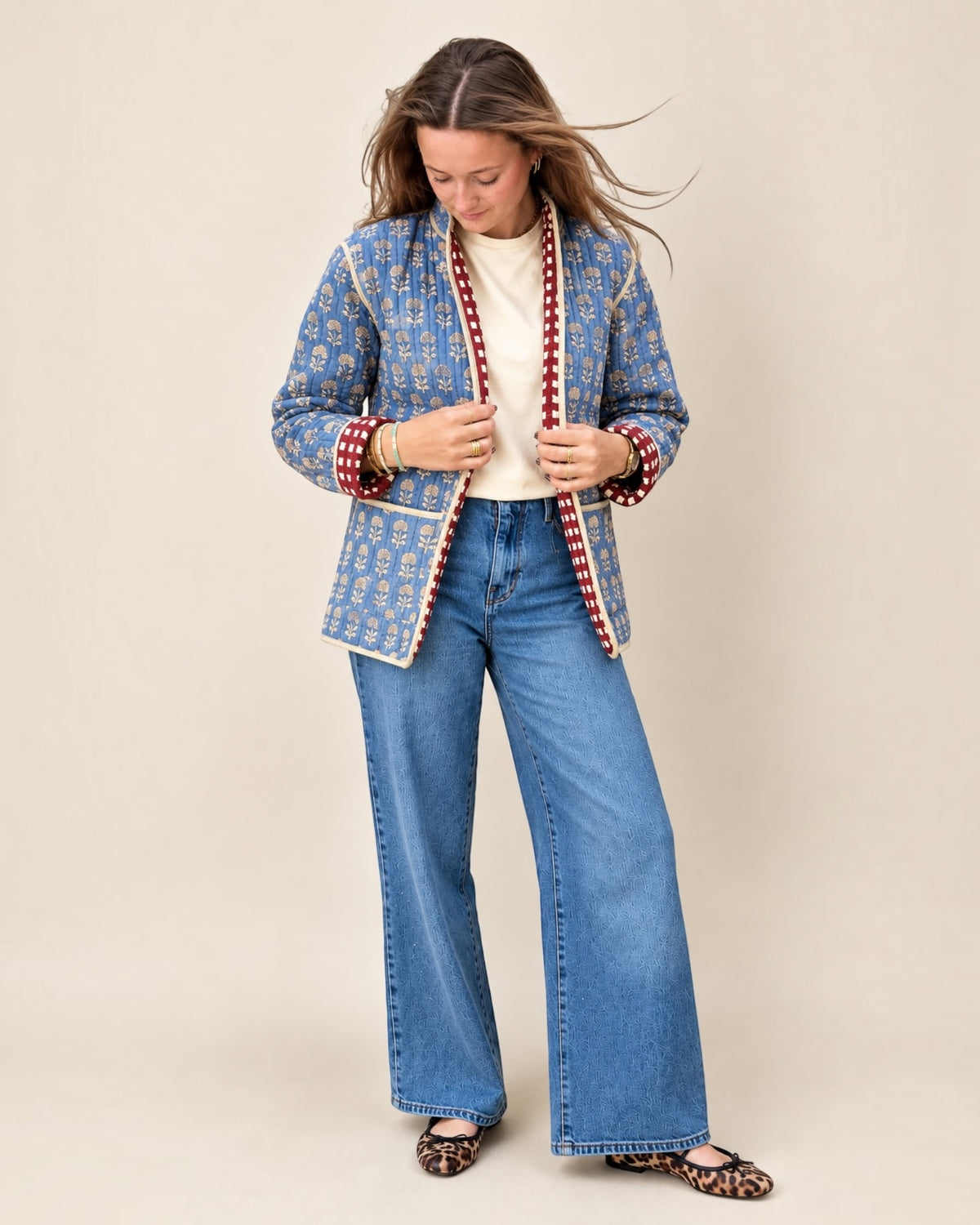 Reversible Quilted Jacket - Blue & Burgundy