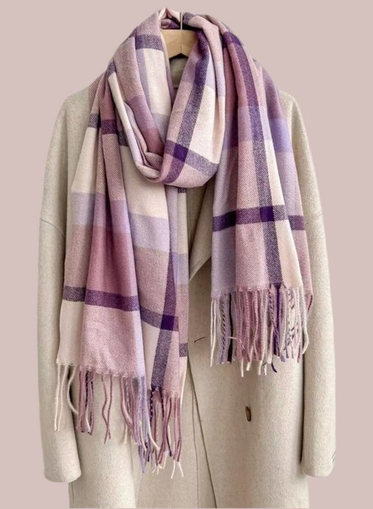 Lilac Check Pashmina