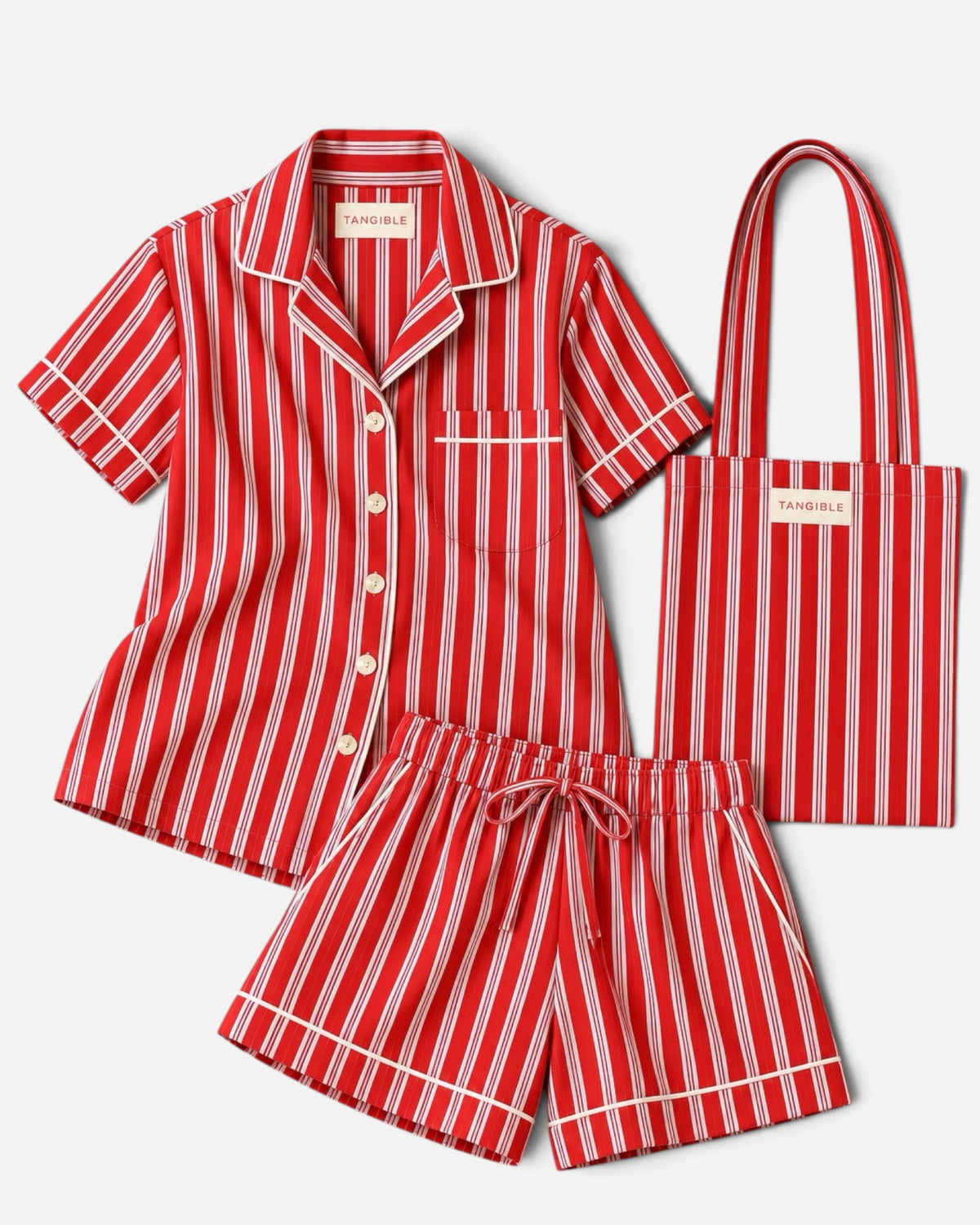 Cabana Stripe | Short Pyjama Set in Apple Green