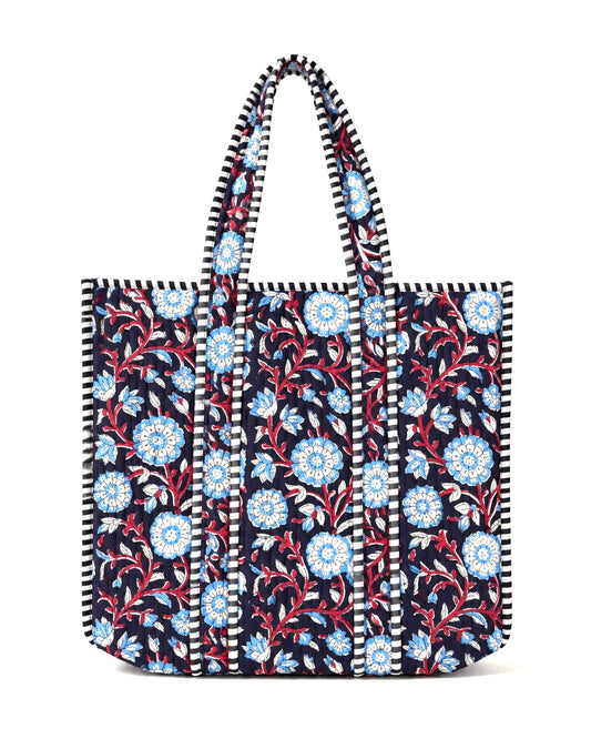 Midnight Bloom Quilted Tote