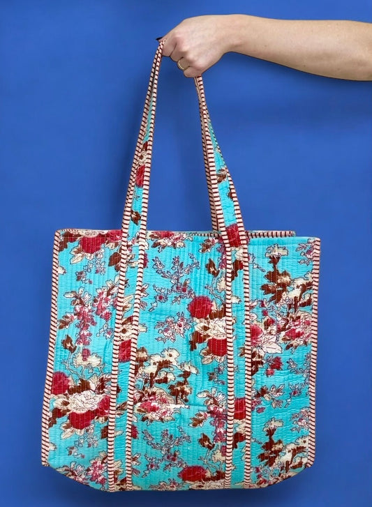 Quilted Bag | Blue Secret Garden