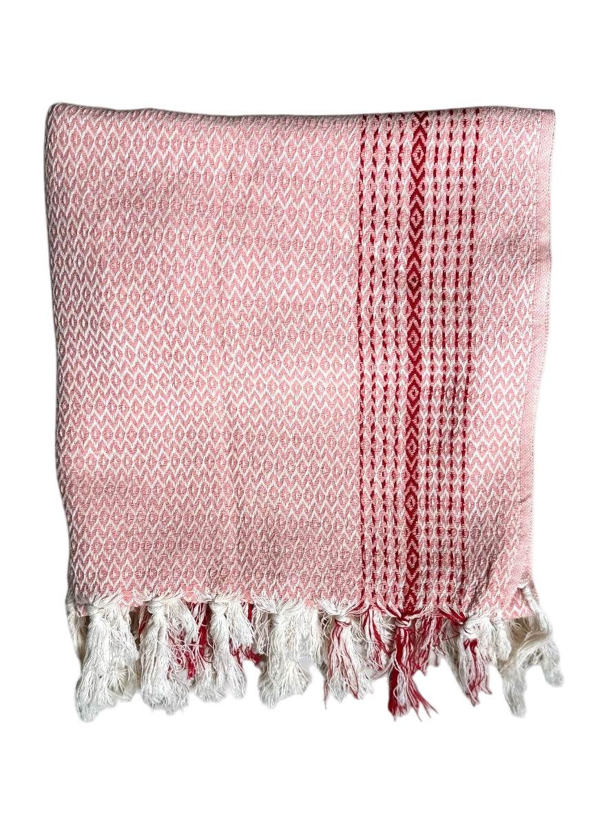 Handwoven Turkish Towel | Coral Diamond