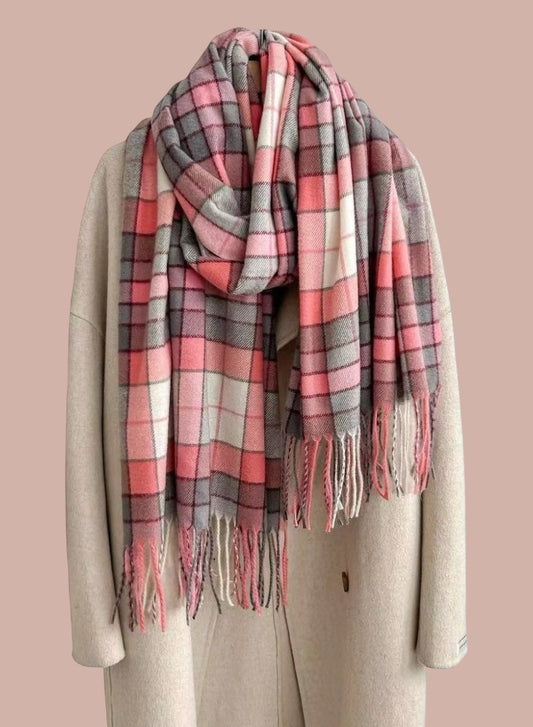 Pinkish Plaid Pashmina