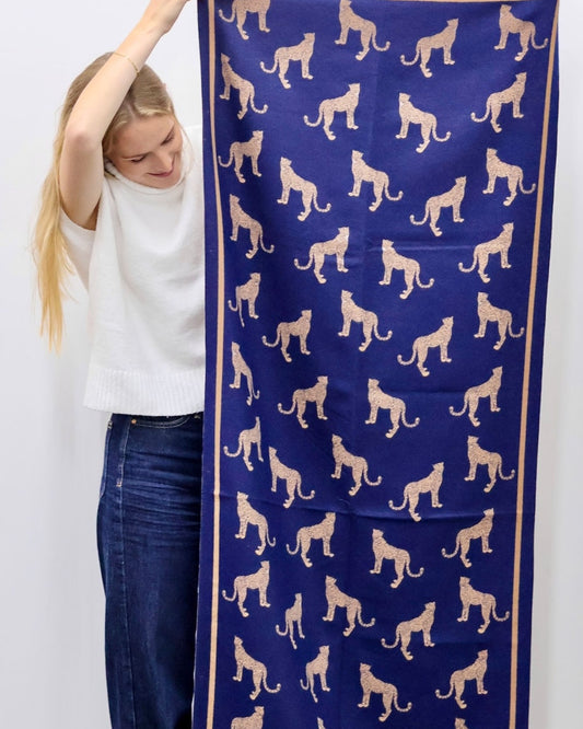 Wild Cheetah Wrap — Navy Sand