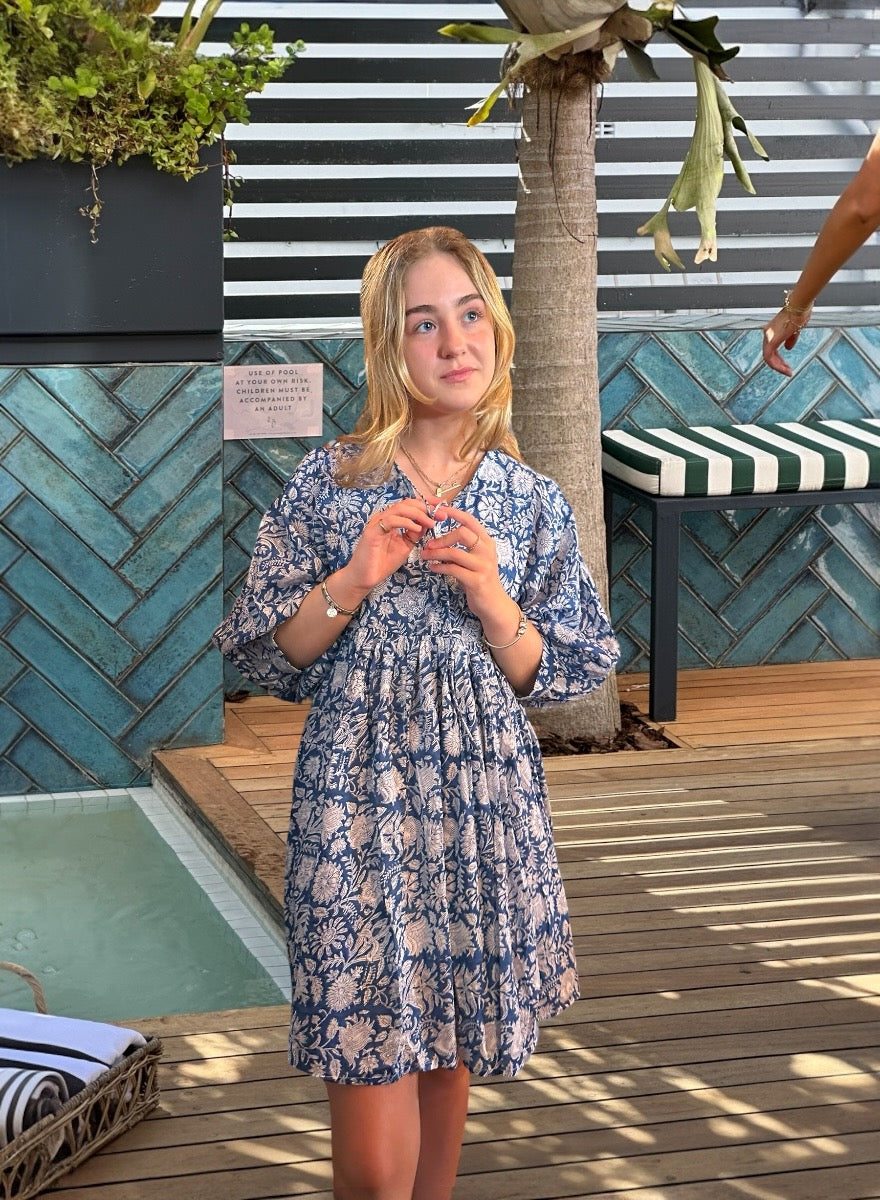 Floral Blue Sienna | Cotton Dress