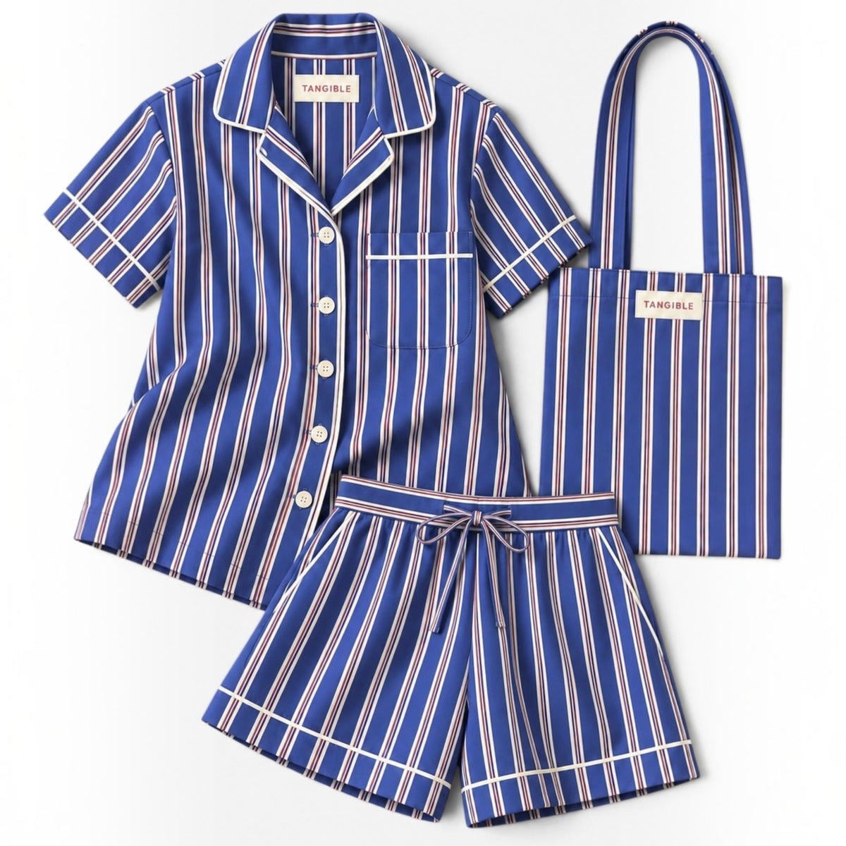 Cabana Stripe | Short Pyjama Set in French Blue