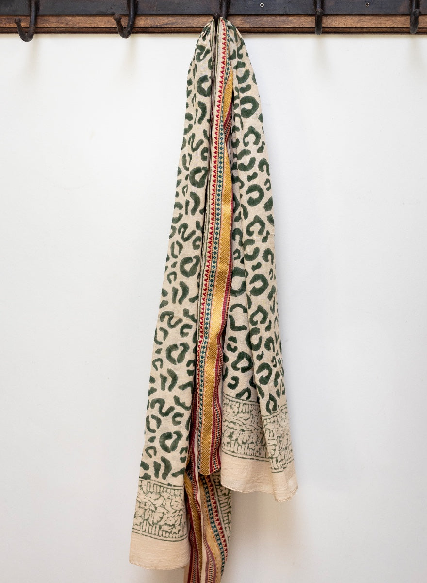 Bagru Block Print Scarf/Pareo - Leopard | Tangible Scarves South Africa